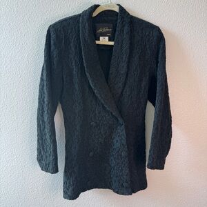 Avant Premiere Paris Wool Blend Textured Black Double Breasted Blazer Size M